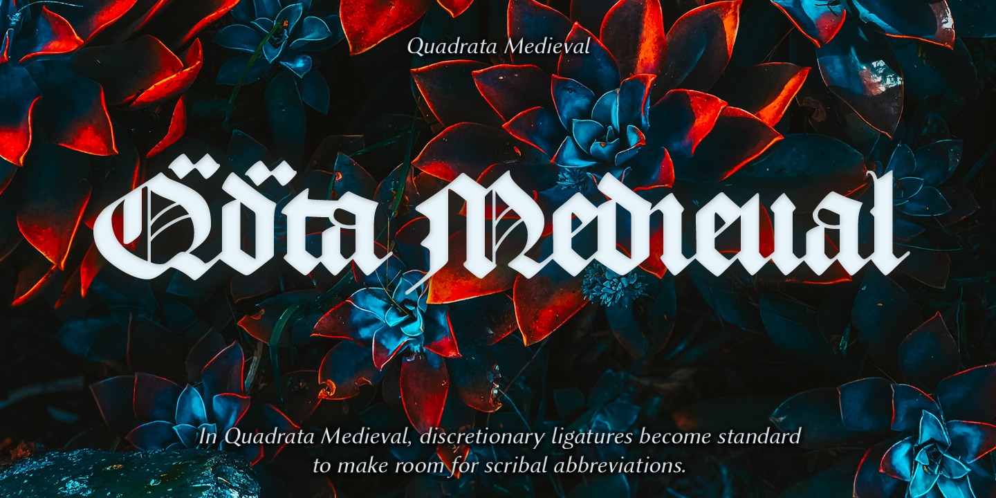 Ejemplo de fuente AJ Quadrata Medieval Bold